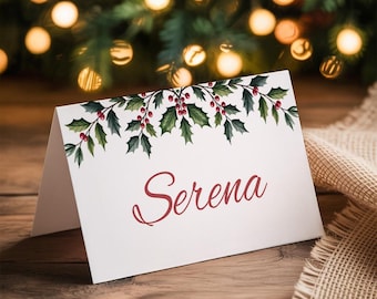 Christmas Menu & Place Cards Template | Canva Editable | Printable Holiday Table Decor