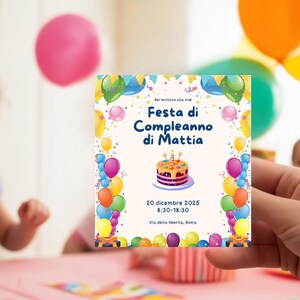 INVITO di COMPLEANNO per BAMBINI, scaricabile in formato digitale, pdf, modificabile con canva