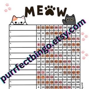 Cartoon Cats Double 90 Balls Mixed Bingo Boards Card | 1 Digital Download Print Ready PDF