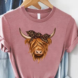 Highland Cow Shirt, Farm Gift Shirt, Cowgirl Shirt, Rodeo Shirt For Women, Southern Shirt, Leopard Boho T-Shirt, Cow Lover Shirt, Heifer Tee