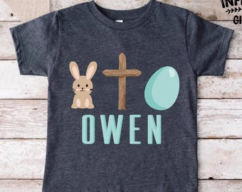 Custom Kids Easter Shirt, Toddler Easter Shirt, Christian Easter Egg T-shirt, Boys Easter Tee, Easter Bunny Tshirt, Religious Easter Shirt