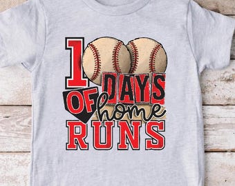 100 Days of Home Runs Gift, Baseball 100th Day of School Shirt, Boy Tee