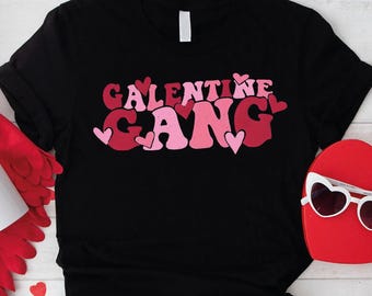 Galentines Gang Day Shirt, Retro Pink Galentine Tee, Bestie Gift