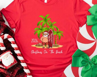 Custom Surfing Santa Florida 2026 Shirt, Tropical Christmas Gift