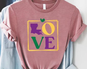 Love Louisiana Shirt, Mardi Gras Shirt Women, Mardi Gras Gifts, Fat Tuesday Shirt, Mardi Gras Festival, Mardi Gras Carnival Shirt, Nola Tee
