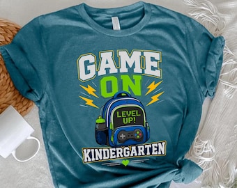 Game On Kindergarten Shirt, Level Up Back To School Tee, Gamer Student Shirt