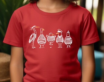 Cute Sailor Birds Shirt Nautical Bird Watcher Tee Ocean Lover Kids Gift