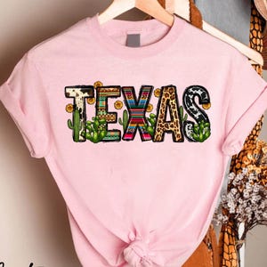 Texas Cactus Shirt, Texas State Shirt, Texas Lovers Shirt, Leopard Texas Tee, Texas Vacation Tee, Texas Fan T-Shirt, Texas Travel Trip Shirt
