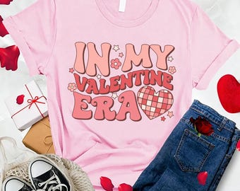 In My Valentine Era Shirt, Retro Groovy Love Tee, Pink Aesthetic Gift