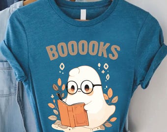 Ghost Reading Shirt,Teacher Halloween Tshirt,Booooks T shirt,Halloween Ghost Book Shirt, Librarian Halloween Gift Tee, Teacher Ghost Shirt