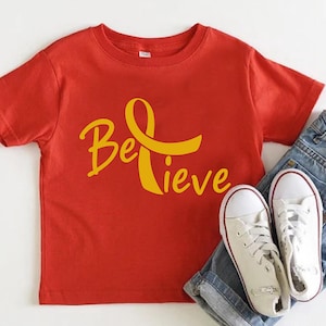Child Cancer Support Shirt, Childhood Cancer Tee, Kid Cancer Gift, Gold Cancer Ribbon, Pediatric Cancer Awareness Tee, Cancer Fighter Shirt
