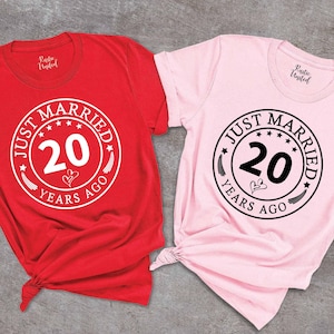 Custom Just Married Shirt,20th Wedding Anniversary Gift,Couples Anniversary T shirts,Wedding Anniversary,Gift for 20th Wedding Anniversary