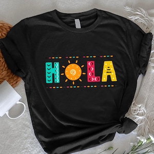 Hola Shirt, Retro Hola Sunshine Shirt, Spanish Teacher Shirt, Mexican Woman Gift ,Hola Spanish Outfit, Matching Vacation Tee, Latina Shirt