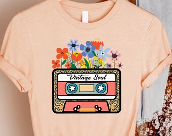Vintage Soul Floral Cassette Tape Shirt Retro 90s Aesthetic Music Gift
