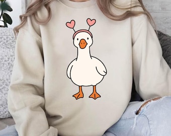 Silly Goose Heart Headband Sweatshirt, Funny Valentine Goose Shirt Gift
