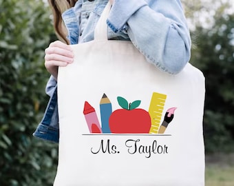 Personalized Teacher Tote Bag, Custom Teacher Gift, Teacher Tote Bag, Gift For Teacher, Teacher Appreciation Tote Bag, Custom Tote Bag Women