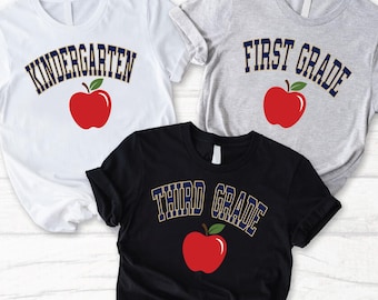 Classic Apple Grade Shirt, Back To School Tee, Varsity Student Outfit
