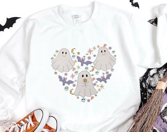 Vintage Halloween Sweatshirt, Halloween Sweater, Ghost Halloween Sweatshirt, Halloween Shirts for Women, Halloween Crewneck, Funny Halloween