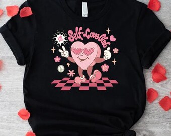 Self Love Club Valentine Shirt, Mental Health Heart Tee, Retro Love Gift