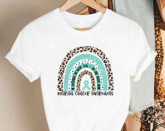 Ovarian Cancer Awareness Rainbow Shirt,Ovarian Cancer Gift,In September We Wear Teal Tee,Ovarian Cancer Support Shirt,Teal Ribbon Cancer Tee