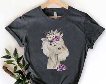 Elephant Shirt, Cute Elephant T shirt, Elephant Shirt for Women, Elephant Gift, Elephant Lover Tee, Elephant T-Shirt, Animal Lover Gift Tee