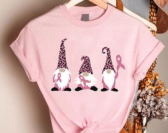 Gnomes Breast Cancer Shirt,Breast Cancer Awareness Pink Tee,Cancer T Shirt,Pink Ribbon Shirt,Breast Cancer Support Gift,Cancer Warrior Shirt