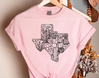 Texas Cactus Shirt, Texas Country Shirt, Texans Gift, Womens Texas Tshirt, Texas Home Shirt, Desert Graphic Tee, Western Tee,Texas Fan Shirt
