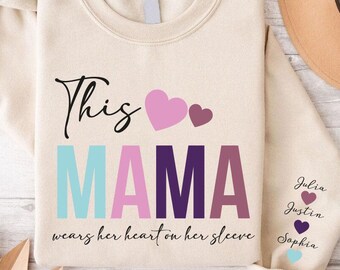 Custom Mama Sweatshirt,Valentine Mama Sweatshirt,Mom Shirt with Kids Names,Valentine Gift for Mama,Personalized Mom Sweater,Gift For Mother