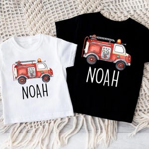 Personalized Fire Truck Shirt, Firefighter Gifts for Kids, Personalized Fire Fighter Kids Shirt, Firetruck Graphic Tee, Boys Firetruck Shirt