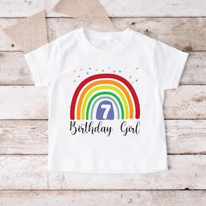 Custom Birthday Tshirt,Rainbow Birthday Shirt,Personalized Birthday Gift,Birthday Party Girl Tee,Rainbow Birthday Gift,Kids Birthday Party