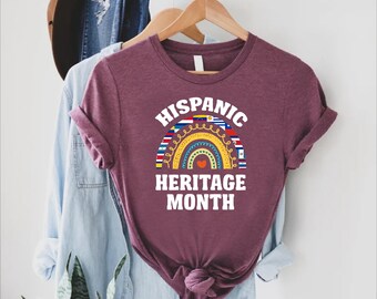 National Hispanic Heritage Month Shirt,Rainbow All Countries Tshirt,Gift For Spanish,Latin American Tee,Latina Women Gift Shirt,Mexican Tee