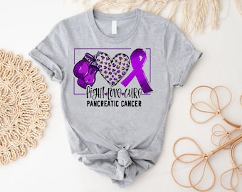 Pancreatic Cancer Shirt,Pancreatic Cancer Awareness Tee,Cancer Survivor Gift,Pancreatic Cancer Warrior Tshirt,Purple Ribbon Shirt,Cancer Tee