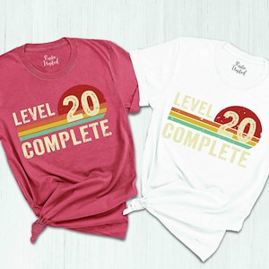 Level Complete Anniversary Shirt,20 Year Anniversary Shirts,20th Anniversary Gifts for Couples,Funny Wedding Anniversary,Vintage Anniversary