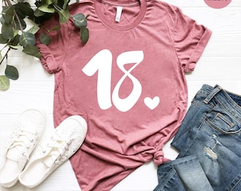 18th Birthday Shirt,18th Birthday Party Tee,Eighteenth Bday Gift,Cute Birthday Girl Shirt,18th Birthday Gift,Born in 2007 Birthday Tshirt