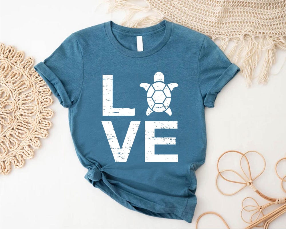 Turtle Shirt Women, Sea Turtle Love Shirt, Sea Turtle Tshirt, Turtle Lover Gift,Turtle Lover Shirt, Turtle Heart Shirt, Animal Lover Shirt Livingmall
