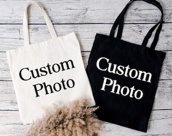 Custom Photo Tote Bags, Custom Photo Shopper Bag, Personalized Tote Bags, Custom Image Tote Bags, Custom Canvas Bags, Photo Shopping Bags