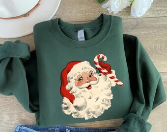 Retro Santa Sweatshirt, Vintage Santa Sweatshirt, Retro Christmas Santa, Santa Merry Christmas Shirt, Xmas Gift for Her, Xmas Shirt For Men