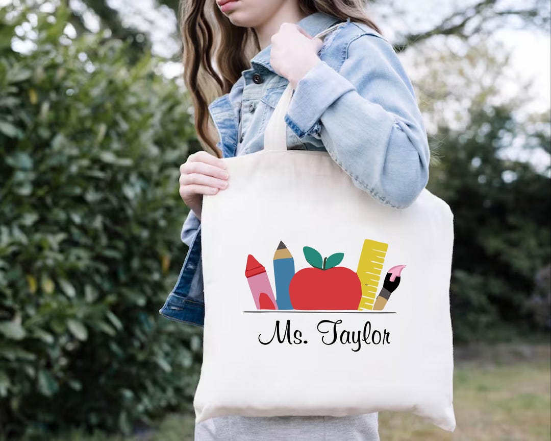 Custom Teacher Tote Bag, Personalized Teacher Appreciation School Gift ...