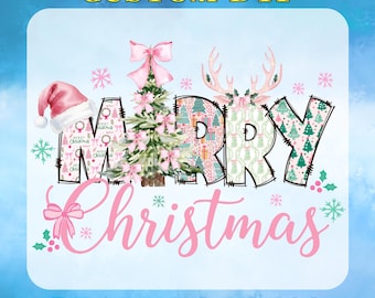 Pink Merry Christmas DTF Transfer: Coquette Christmas Tree Ready to Press