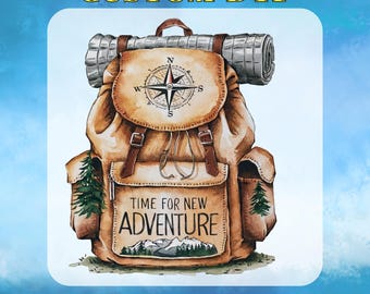 Camping Backpack DTF Transfer, Gift for Camper Dad Ready to Press, Camping Life, Hiking Lover, Nature, Camp Gifts, Happy Camper, Adventure