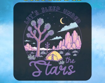 Let's Sleep Under The Stars DTF Transfer, Camping Adventure Ready To Press, cute womens summer, road trip tee Heat Transfer