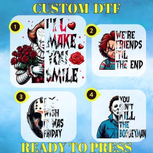 Halloween Horror Characters DTF Transfer, Horror Halloween Ready to Press, Horror Killers, Retro Halloween, Scary Movies DTF Gang Sheet