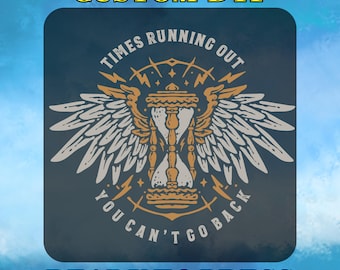 Time Is Running Out DTF Transfer, Gothic Winged Hourglass Graphic, Dark Academia Vintage Artwork, Ready To Press, Heat Transfer