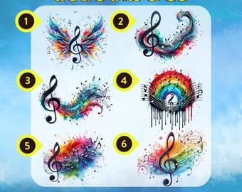 Watercolor Music Note DTF Transfer, Harmonious Music Note Clipart Ready to Press, Musician, Music Gifts, Orchestra, Band Shirt Music Teacher