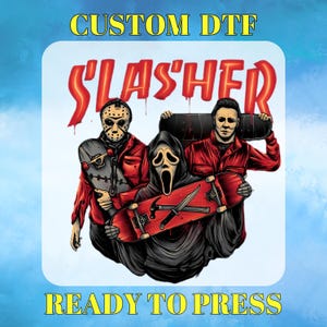 Retro Halloween Slasher DTF Transfer, Halloween Horror Ready to Press, Killers, Scream, Scary Movies Characters, Skateboard DTF Gang Sheet