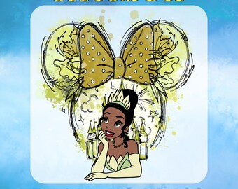 Disney Princess Tiana, Princess Squad DTF Transfer, Family Vacation Ready to Press, Disney Girls Trip 25, Disneyland, Mickey Head Gang Sheet