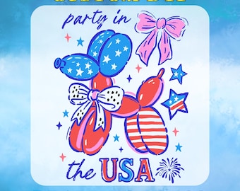 Party in the USE DTF Transfer, 4th of July Ready to Press, Coquette USA Flag, Memorial Day Tee, Red White and Blue, America Gang Sheet