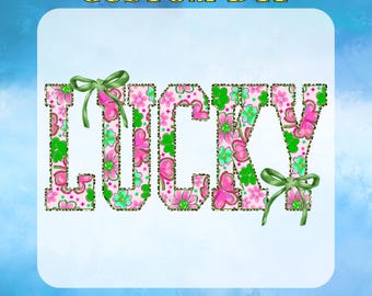 Lucky Name DTF Transfer ReadyToPress St Patricks Day Floral Clover Letters Custom Kids Design Heat Transfer Personalized DTF