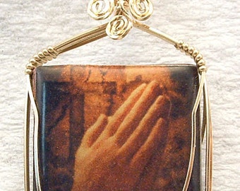 Praying Hands pendant, designer handmade jewelry