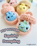 Dumpling crochet pattern\/Squishy Dumpling\/ Dumpling and steamer crochet pattern product logo